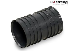 STRENG Doppelmuffe für Wellrohre HDPE Ø 125 mm, schwarz (Flexrohre gerollt)