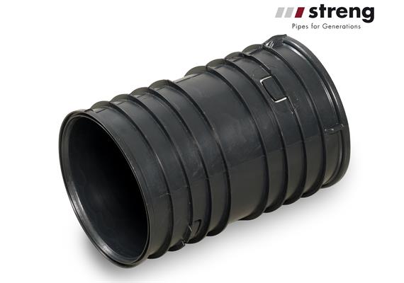 STRENG Doppelmuffe für Wellrohre HDPE Ø 90 mm, schwarz (Flexrohre gerollt)