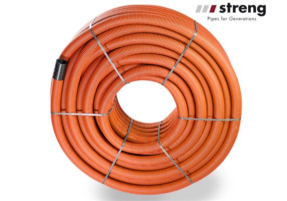 STRENG HDPE Kabelschutzrohre Flex gerollt SN4 rot Ø 125 x 108 mm innen glatt