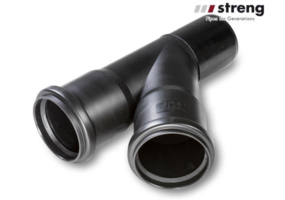STRENG Kanalrohr Abzweiger 45° HSP PE100 EGAL Ø 100/100 mm mit Dichtung