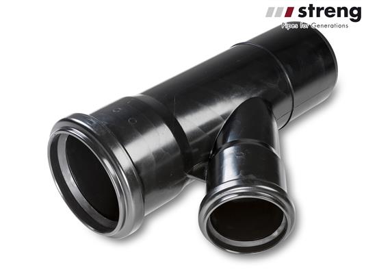 STRENG Kanalrohr Abzweiger 45° HSP PE100 reduziert Ø 200/125 mm mit Dichtung