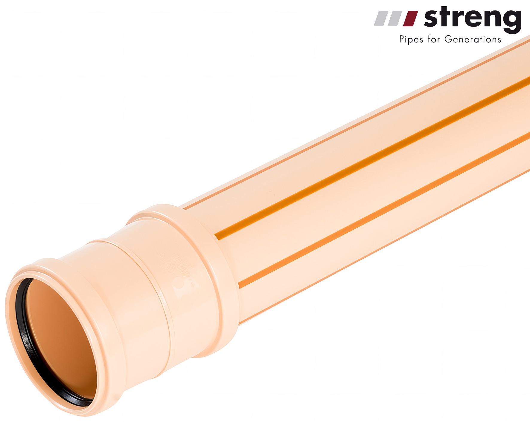 STRENG Kanalrohr gemufft inkl. Dichtung SN8 Ø 315 x 10.8 mm L 6m PP-HM, PP  Kanalrohre SN8