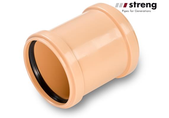 STRENG Kanalrohr Überschiebemuffe Ø 125mm PP-HM SN8 inkl. Dichtung (Steckmuffen)