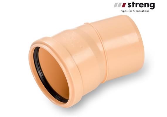 STRENG Kanalrohrbogen PP-HM SN8 S 13.3 Ø 125mm 15° mit Dichtung