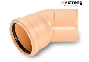 STRENG Kanalrohrbogen PP-HM SN8 S 13.3 Ø 125mm 45° mit Dichtung