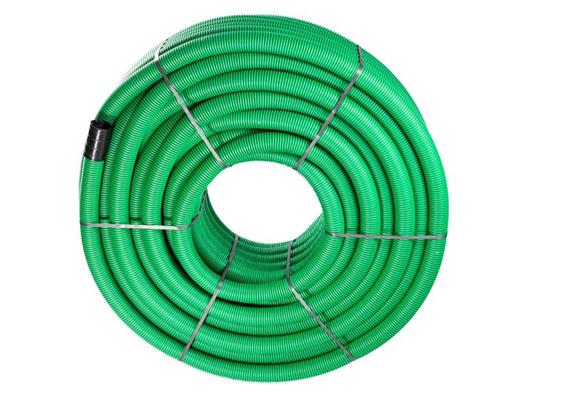 Streng PE Drain-Flex-Rohr gerollt geschlitzt, grün Ø 90 x 77mm innen glatt
