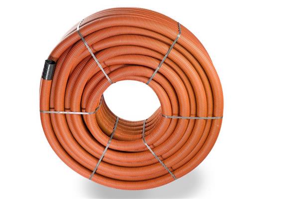 Streng PE Drain-Flex-Rohr gerollt ungeschlitzt, rot Ø 125 x 108mm innen glatt