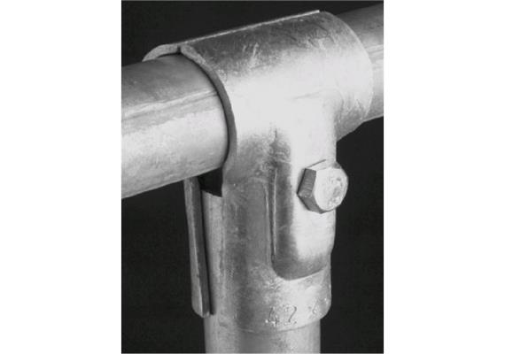 T-Schelle geteilt verzinkt Durchgang 1 1/2 Abgang 1 1/2" mit Schrauben M12 x 75