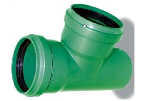 T-Stück 87° PP KG2000 NW 100/110 mit Dichtung grün
