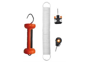 Torspannfeder 5m Gallagher weiss mit Griff rot, Torgriff - und Ringisolator - 053