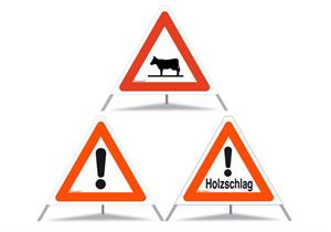 TRIOPAN Faltsignal 60 1x Holzschlag 1x Vieh 1x andere Gefahren N (tagesleuchtend) 800.064