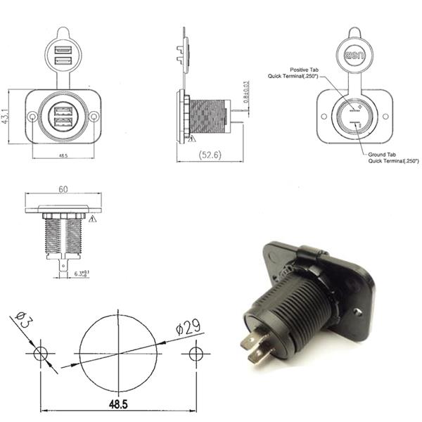 USB-Steckdose 2x2.1A USB Ladeanschluss für 12V oder 24V, Elektro-Material -  Hofer Mühlethurnen GmbH