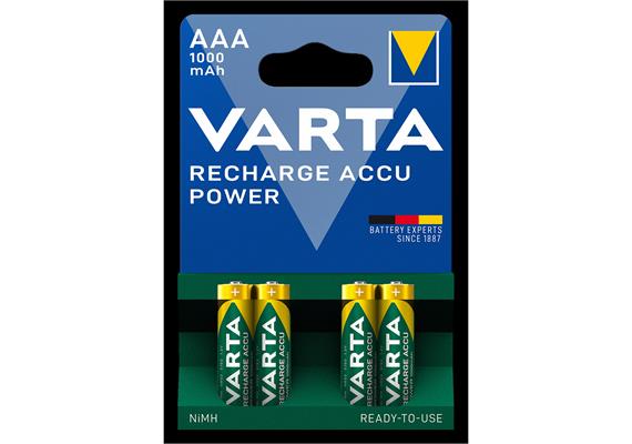 VARTA Batterie Recharge Accu Power AAA 1000 mAh Pack mit 4 Stück - EHD