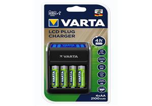 VARTA Batterieladegerät LCD Plug Charger lädt 2 oder 4 AA AAA oder 1x 9V Batterie