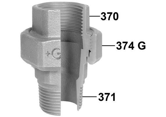 Verschraubung ohne Dichtung Innen- /Aussengewinde verzinkt +GF+ Nr. 331 1"