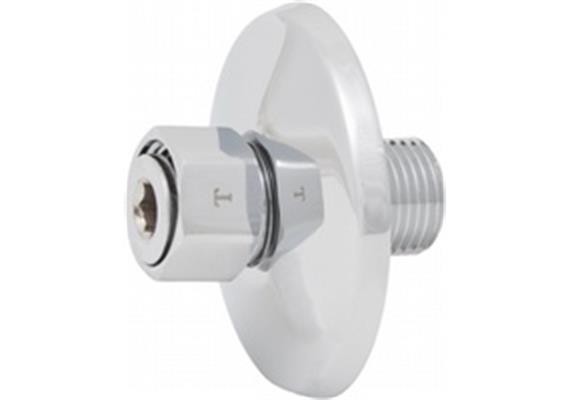 Verschraubung Standard 1/2 x 1/2" L ca 50mm verchromt mit Rosette Ø 65mm - NIK