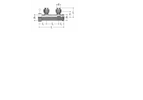 Verteiler 2-fach für max. 24 BW Ø12 aus Rotguss, mit Mutter, Dichtung, AG, Bördelverschr.