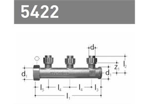 Verteiler 3-fach für max. 24 BW Ø12 aus Rotguss, mit Mutter, Dichtung, AG, Bördelverschr.