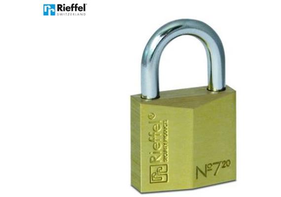 Vorhängeschloss Rieffel 7/20, Messingkörper m. gehärtetem Stahlbügel + 2 Schlüssel - 0