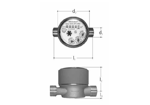 Wasserzähler G1 DN 20 für Warmwasser bis 90° und Qn 1.5m3/h aus Messing Zählerkopf rot